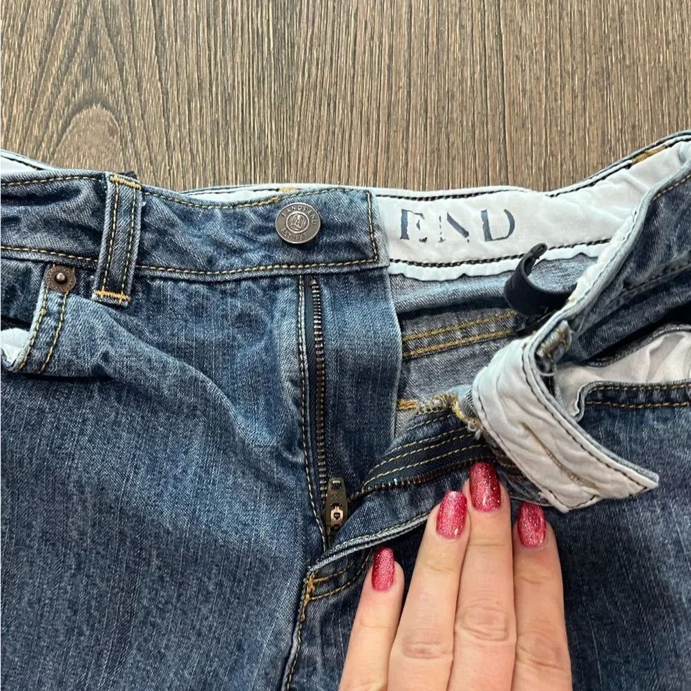 Lands' End Kids Medium Wash Cotton Straight Leg Jeans Size 12